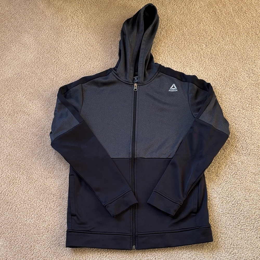 Reebok Charcoal and Black Full-Zip Sweatshirt